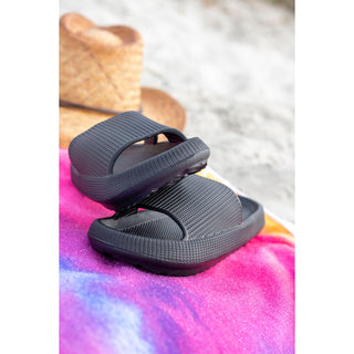 Black Insanely Comfy Slides by Julia Rose lightweight cushioned sole