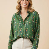 Floral Stripe Button Down Long Sleeve Shirt - PREORDER