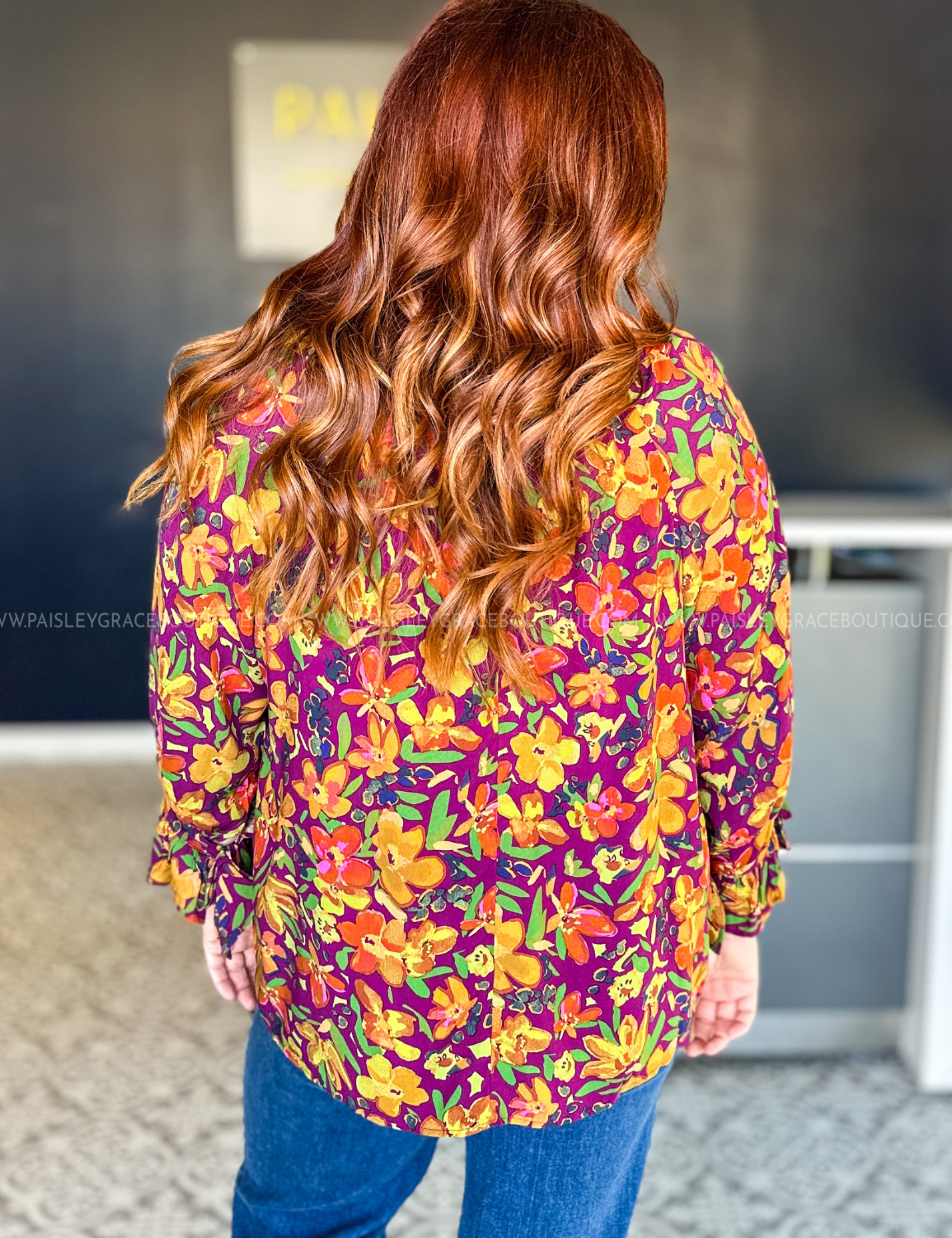 Bright Blooms Ahead Top - Burgundy/Green* LAST ONES FINAL SALE *
