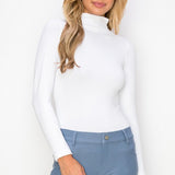 Seamless Mock Neck Top - White - FINAL SALE