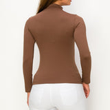 Seamless Mock Neck Top - Coffee - LAST ONES FINAL SALE
