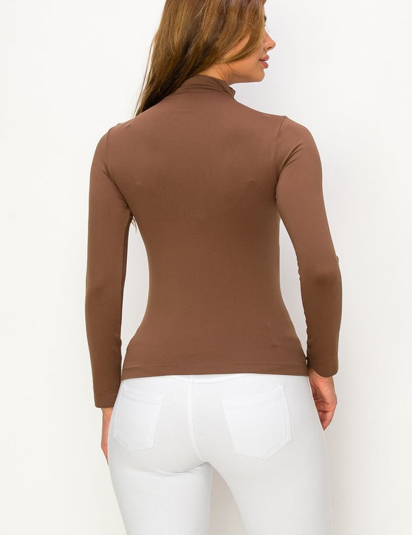Seamless Mock Neck Top - Coffee - LAST ONES FINAL SALE