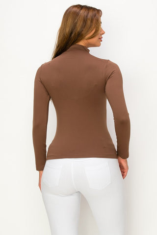 Seamless Mock Neck Top - Coffee