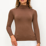 Seamless Mock Neck Top - Coffee - LAST ONES FINAL SALE