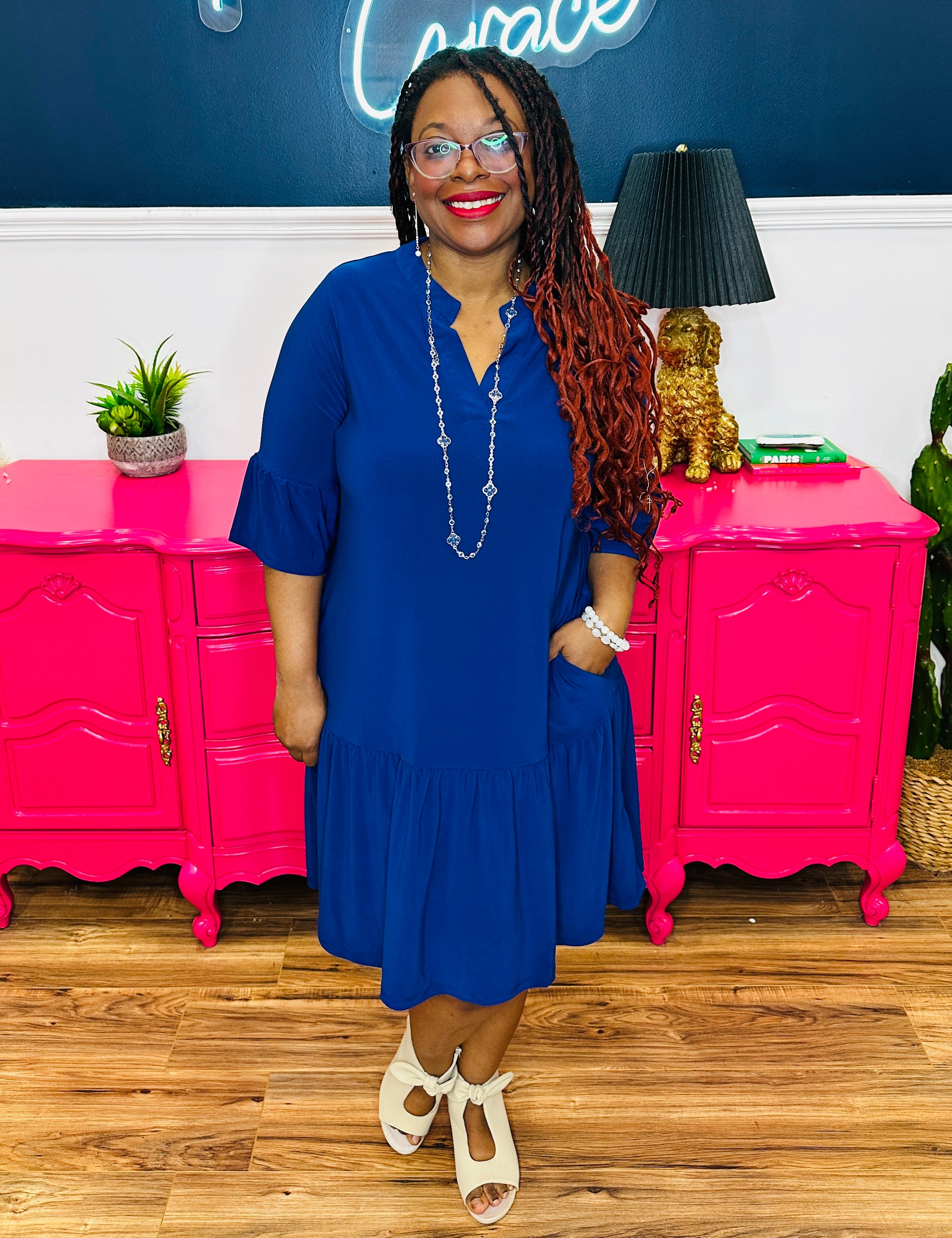 Dear Scarlett Lizzy Sunday Dress - Navy - FINAL SALE