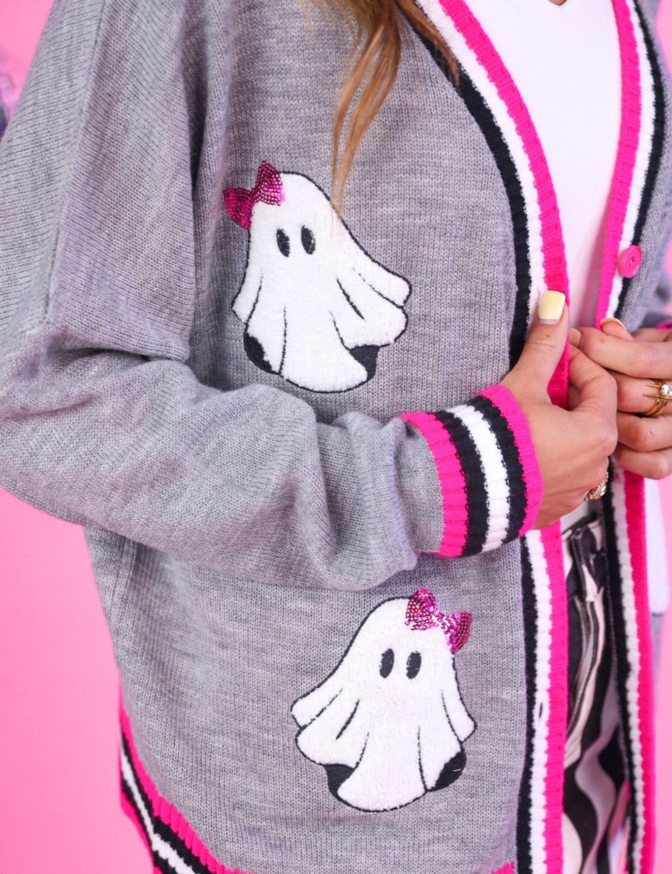 PREORDER- GiGi The Ghost Chenille Patch Cardigan