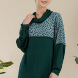 Print Contrast Long Bat Sleeve Top - LAST ONES FINAL SALE