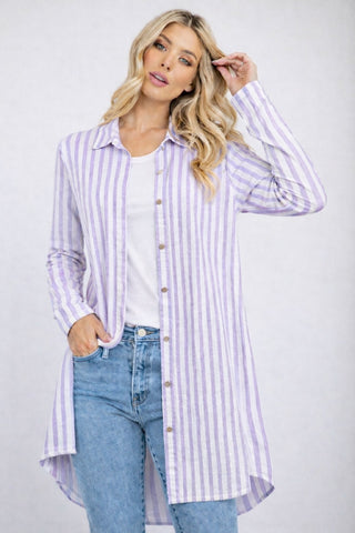 Take A Second Look Tunic Dress - Lavender Stripe - PREORDER