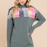 DEAL - Turtle Neck Plaid Solid Top - LAST ONES FINAL SALE