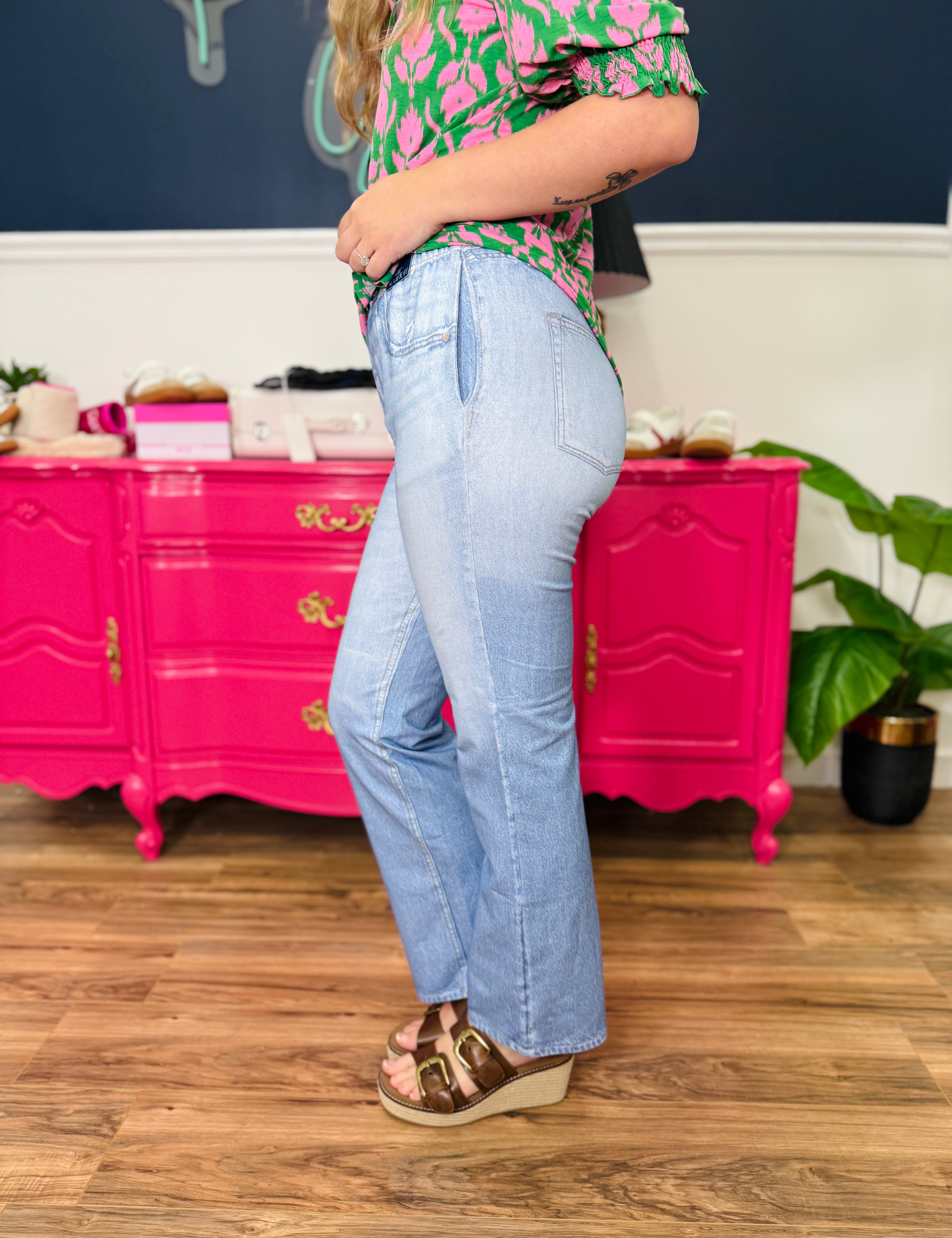 Dear Scarlett Straight Leg Faux Denim - Light Wash - FINAL SALE
