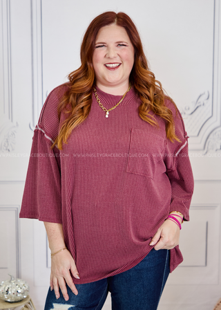 Hearts In Motion Top - Burgundy