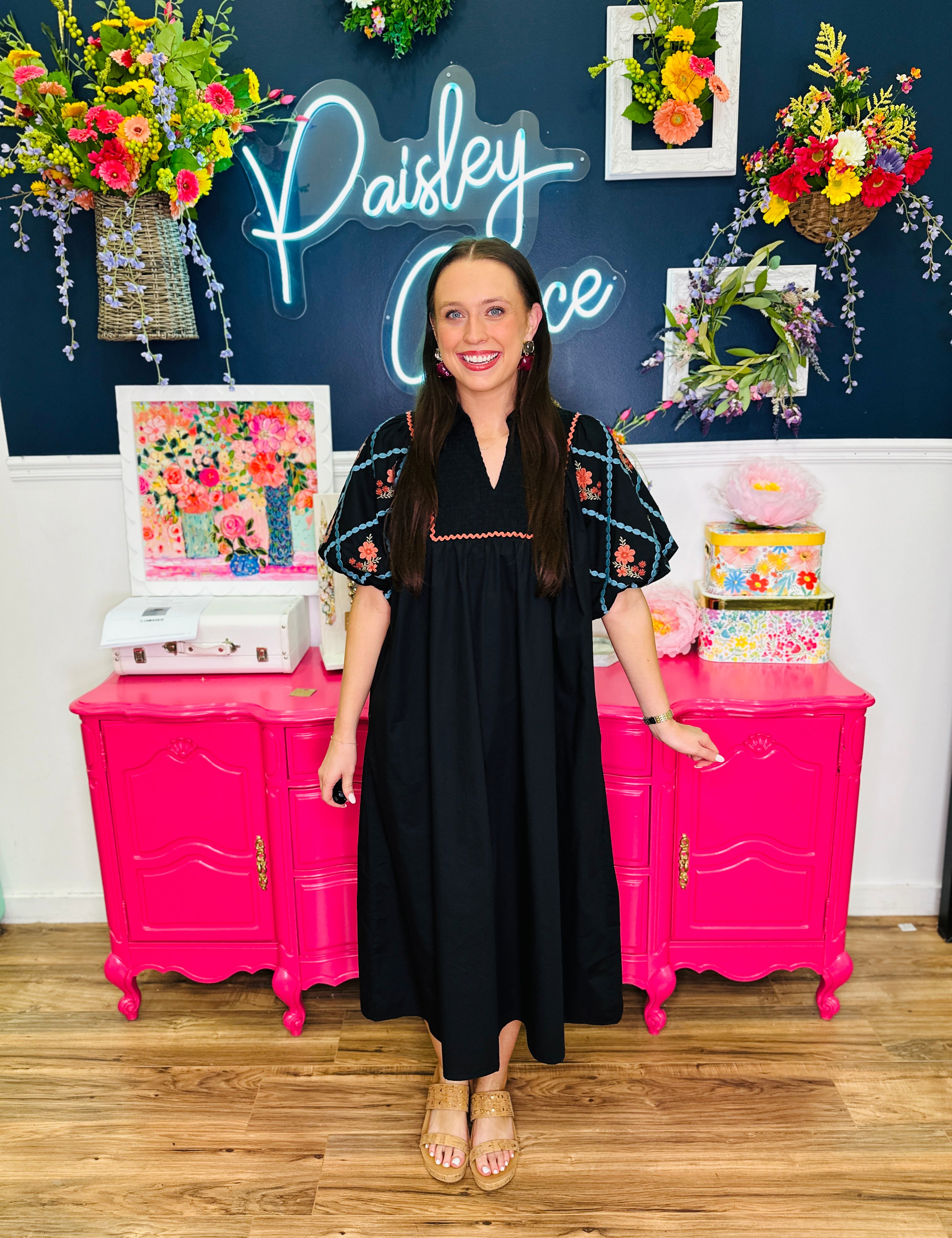 Midnight Meadow Midi Dress