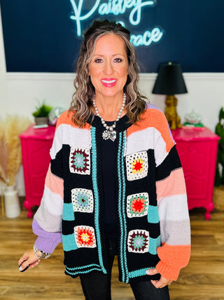 POL Purely Fun Cardigan - Black Multi