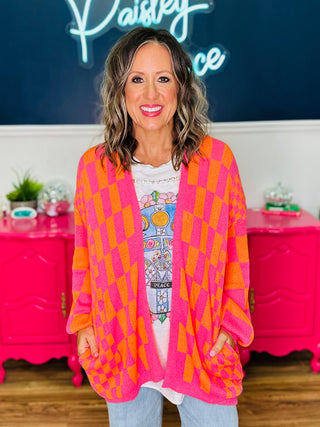 Light Weight Checkerboard Cardigan - FINAL SALE