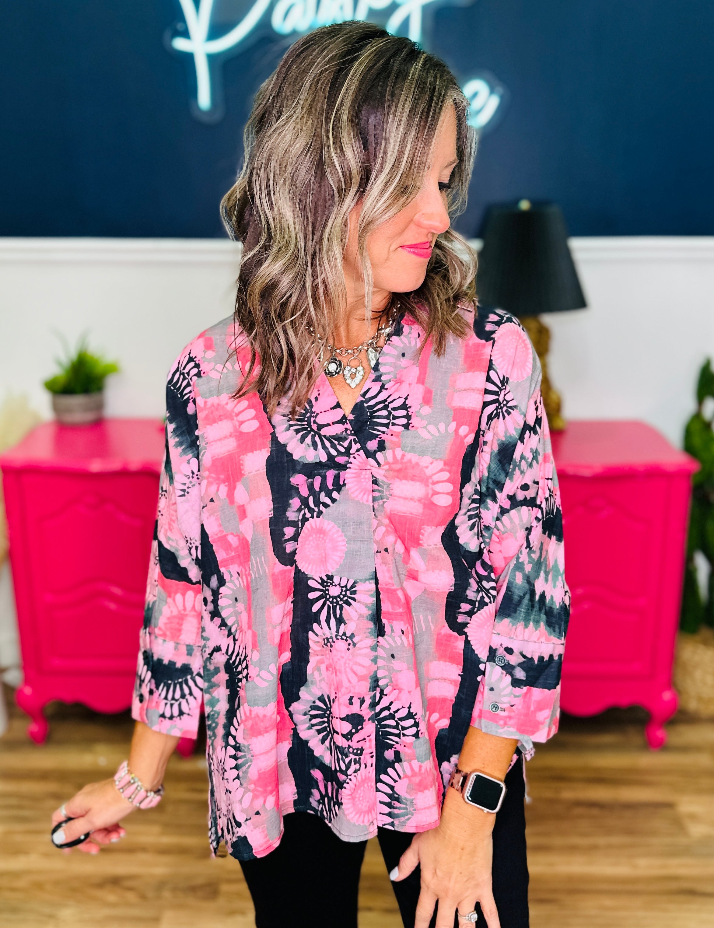 Hi-Low Hem Tie Dye Watercolor Top - LAST ONES FINAL SALE