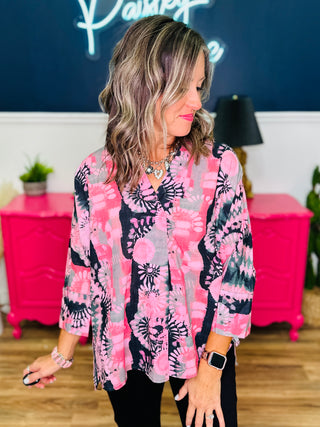 Hi-Low Hem Tie Dye Watercolor Top