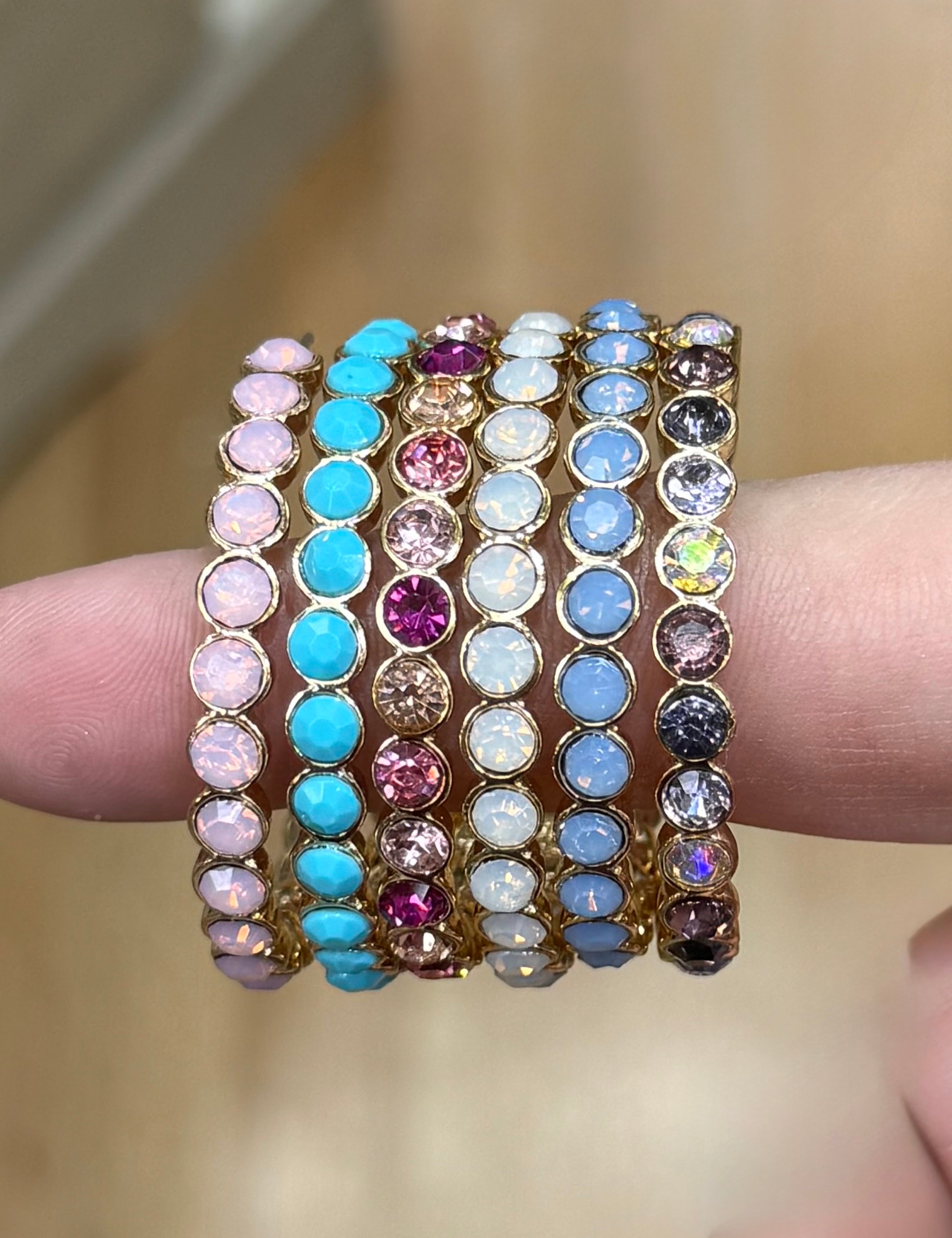 Gemstone Hoop Earrings - Gold