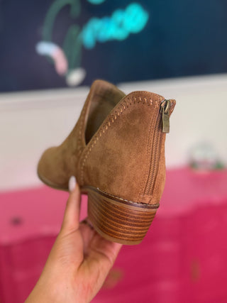 Bluffin Tobacco Faux Suede Booties By Corkys