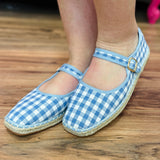 Fallon Blue Gingham Mary Jane Flats