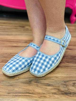 Fallon Blue Gingham Mary Jane Flats