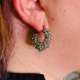 Silver Spiral & Crystal Hinge Hoop