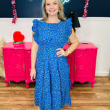 Blue Floral Tiered Dress