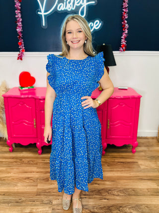 Blue Floral Tiered Dress
