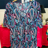 Criss-cross Neckline Paisley Print Top - LAST ONES FINAL SALE