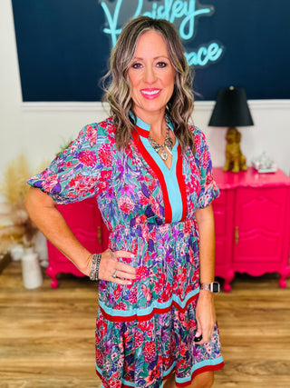 Floral Print Tiered Mini Dress