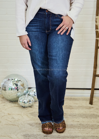 Judy Blue Raw Hem Straight Leg Jeans