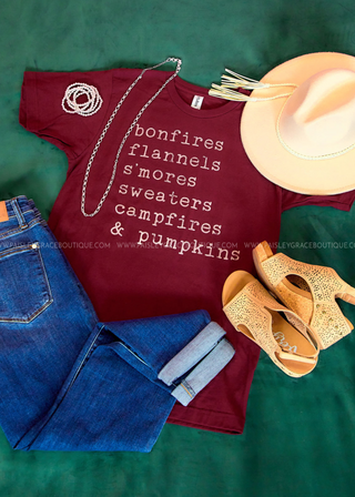 Bonfires, Flannels, S'mores & More Tee