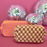 Knit Checkered Makeup Bag - 2 Colors - FINAL SALE