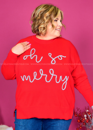 Oh So Merry Sparkle Sweater - Red