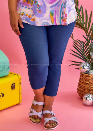 Nora Stretch Capri Jeggings - Denim Blue - FINAL SALE