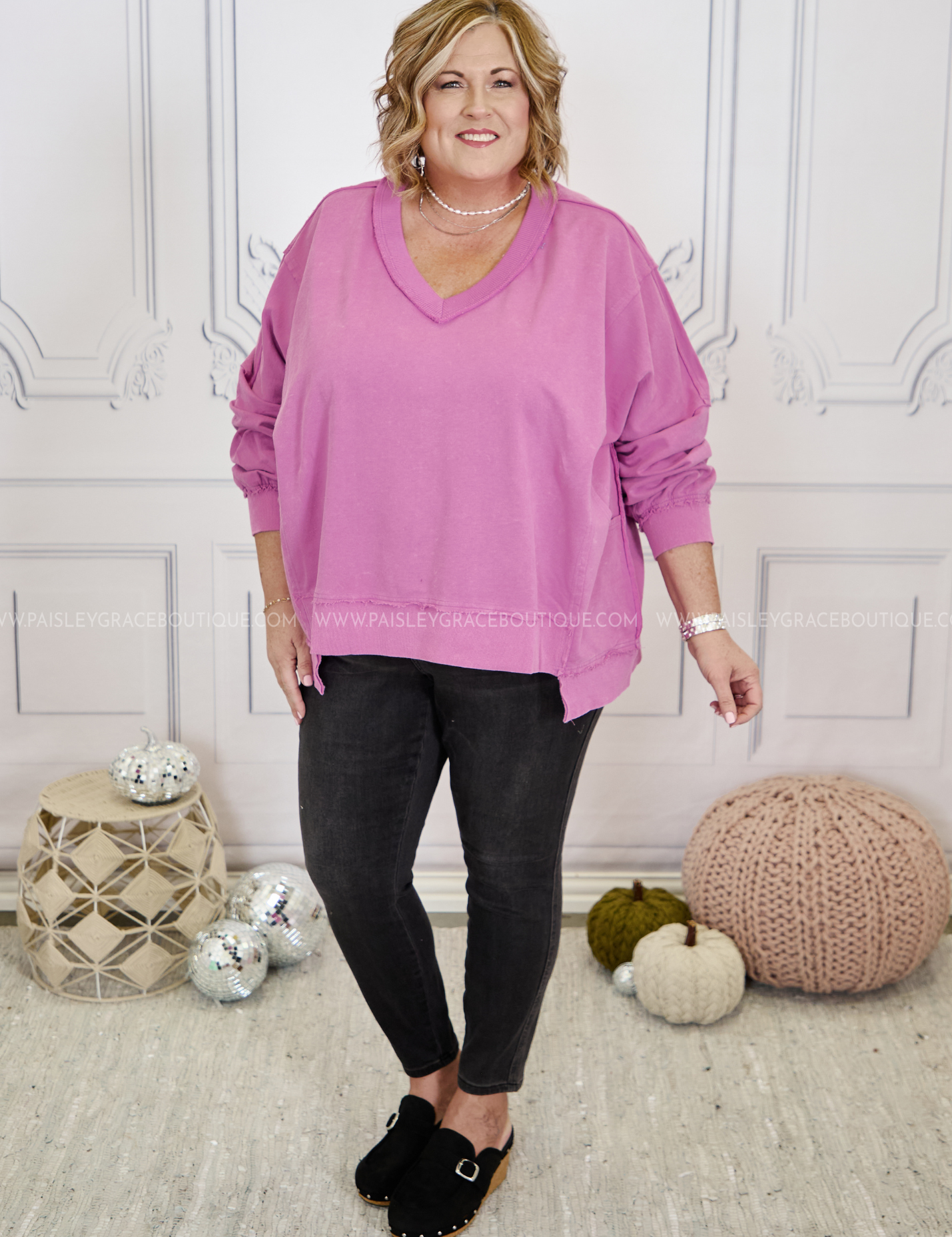 Uptown Allure Top - Washed Purple - LAST ONES FINAL SALE