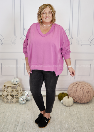 Uptown Allure Top - Washed Purple - FINAL SALE