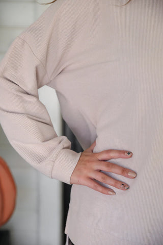Alexis Corded Pullover - TAUPE