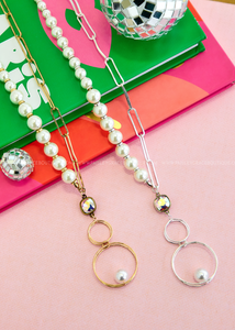 Willa Pearl & Chain Necklace by Pink Panache - 2 Colors