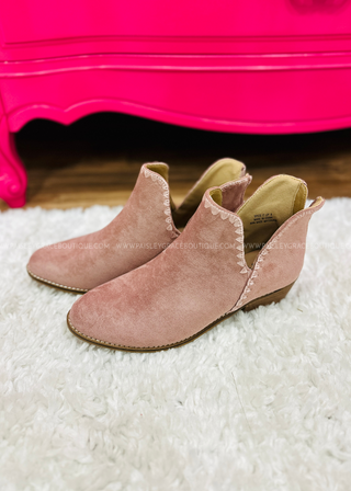 Spice It Up Booties by Corkys - Blush Faux Suede