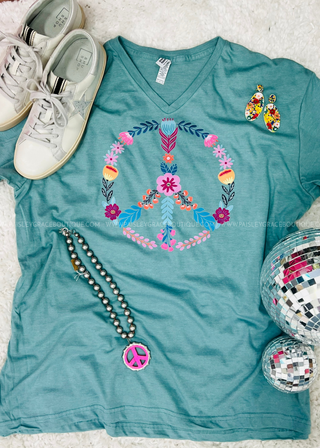 Blossom & Peace Graphic Tee - V-Neck ONLY