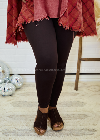 Ella Butter Soft Leggings - Brown - DOORBUSTER