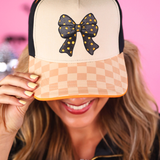 PREORDER- Spooky Sweet Checkered Bow Hat