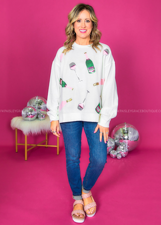 Holiday Sparkle Sweatshirt - White