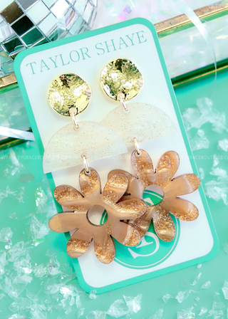 Bronze Lila Flower Drop Earrings by Taylor Shaye