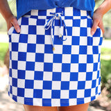 PREORDER- Let's Go Checkered Skort- Blue