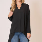 Dramatic Hi Low Hem V-Neck Top - LAST ONES FINAL SALE