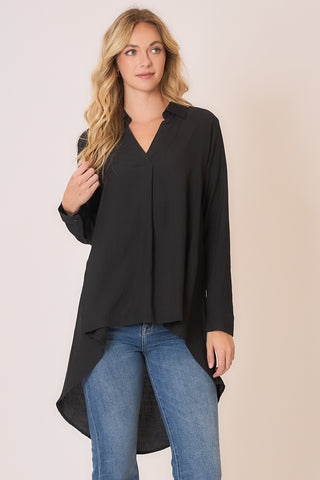 Dramatic Hi Low Hem V-Neck Top
