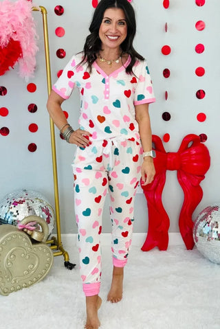 Colorful Heart SS Jogger PJ Set