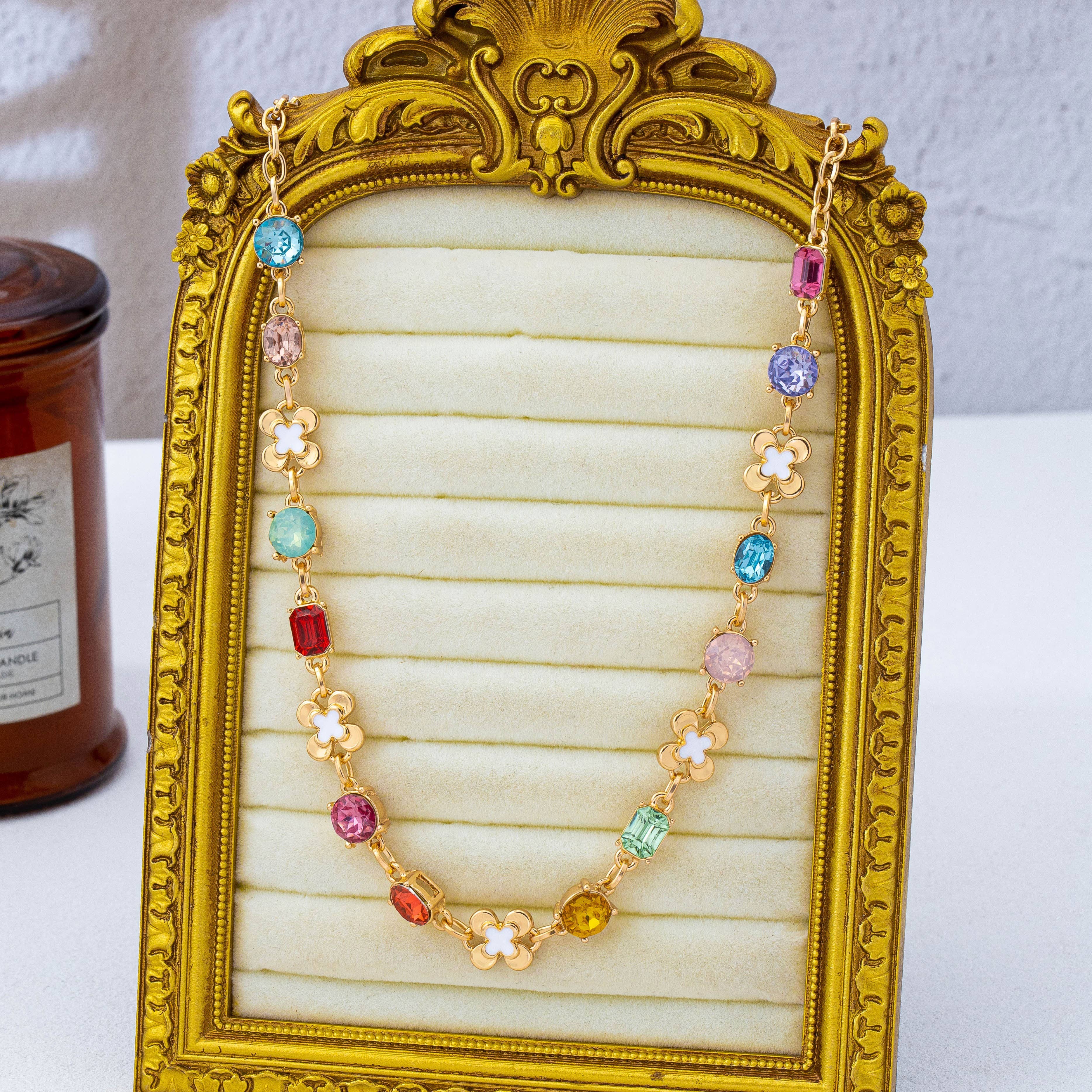 All The Luck Clover Gemstone Necklace