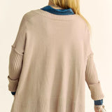 Solid Ribbed Sleeve Side Slit Pullover Sweater (Reg Only) - 2 Colors - LAST ONES FINAL SALE